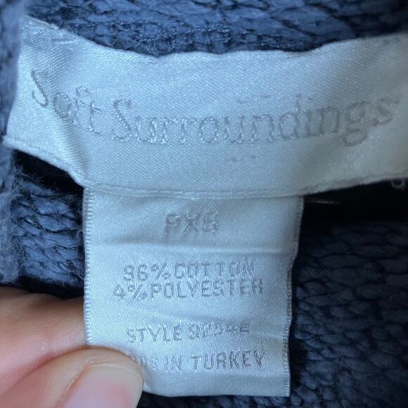 Soft Surroundings Womens Sweater Navy High Neck Pullover Cotton Blend Petite XS - Picture 4 of 9